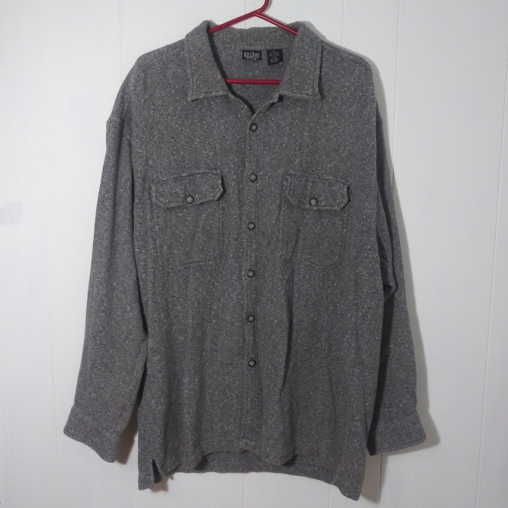Anchor Blue Button Up Sweater Gray 100% Cotton